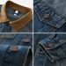 Men's Clothing Splicing Denim Jacket Men's Loose Retro Casual All match Workwear Jacket Tops_viptrois.com