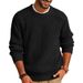 Men's Casual Knit Sweater – Soft Acrylic Round-Neck Pullover With Ribbed Hem (S-3XL, 4 Colors) | British-Inspired Loose Fit Long Sleeve Top_viptrois.com