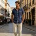 Men's Casual Sports Shirt Short Sleeved Color Blocked Collared T-Shirt American Style_viptrois.com