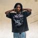 American-style Distressed Washed Pure Cotton Loose Casual X-ray Finger Print Men's Short-sleeve T-shirt_viptrois.com