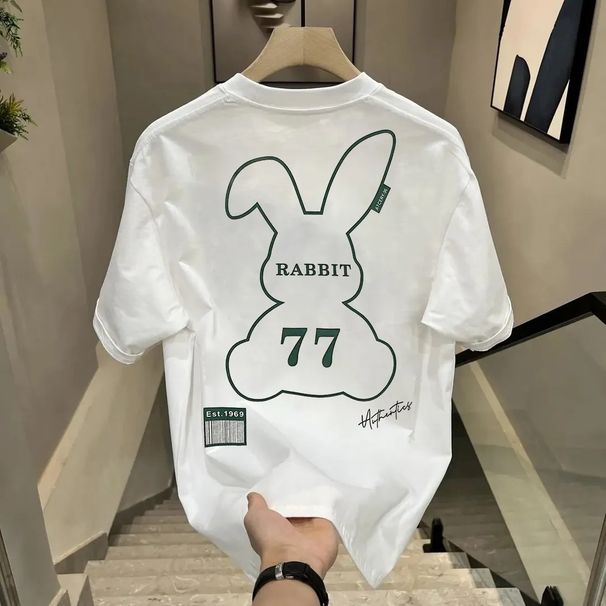 Summer Ice Silk Short Sleeve T-Shirt Men's Trendy Brand Printed Crew Neck Slim Sleeve T-Shirt_viptrois.com