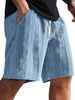 Men's Knit Casual Shorts – Summer 5-Inch Elastic Waist Shorts With Jacquard Pattern & Drawstring, Breathable Linen-Blend Fabric Sizing)_viptrois.com