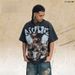 Washed Big Angel Child Print Street Style Loose Men's Short Sleeve T-Shirt 300g_viptrois.com