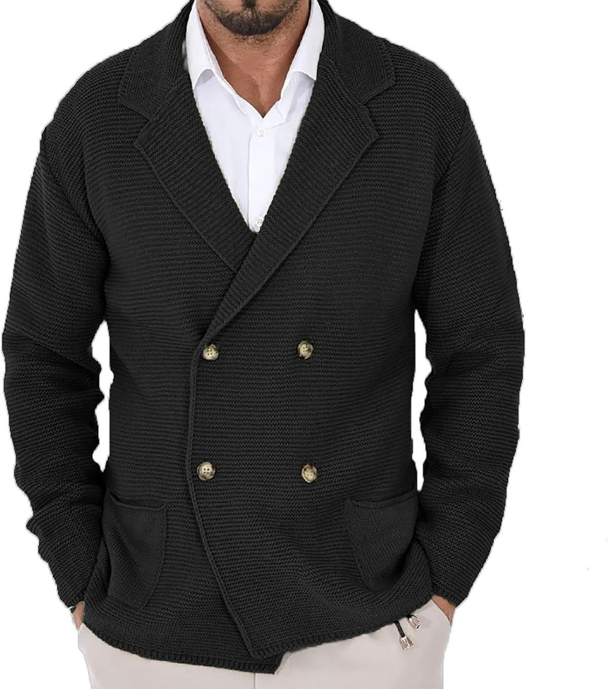 Men's Clothing Men's New Knitted Sweater Cardigan Long Sleeve Lapel Pocket Sweater Men's Casual Winter Sweater_viptrois.com