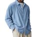 Men's Corduroy Long-Sleeve Shirt - European Fit Casual Button-Up (Sky Blue/Navy/White/Black/Grey, S-4XL)_viptrois.com