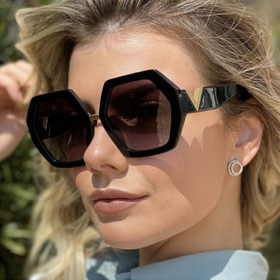 Hexagonal women sunglasses fashion sunglasses trend personality sunglasses_viptrois.com
