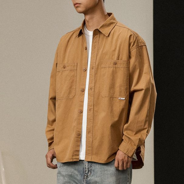 Nordmann Japanese Style Autumn Youth Versatile Thin Cardigan Loose Fit Teen Solid Color Top Shirt Men's Trendy_viptrois.com