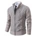 "Men's Stand Collar Zip-Up Knit Sweater – Autumn/Winter Thickened Cardigan (Beige, Gray, Burgundy, Navy, Brown, M-3XL)"_viptrois.com