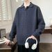 Loom Loom Russian Ozon Solid Color Knitted Polo Sweater For Men, Autumn And Winter Turn-Down Collar Sweater, Korean Style, Lazy_viptrois.com