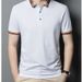 Summer Polo Shirt With Lapel, Solid Color, Casual Men's Short Sleeved T-shirt, Business Korean Version, Slim Fitting_viptrois.com