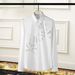 Men's Clothing Men's Trendy Long Sleeved Shirt Double Skull Print Casual Style Premium Embroidered Dress Shirt Long Sleeve Oxford For Formal & Casual_viptrois.com