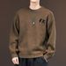 Loom Italian American Retro Heavyweight Crew Neck Knitted Men's Autumn Winter New Loose Lazy Pullover Sweater_viptrois.com