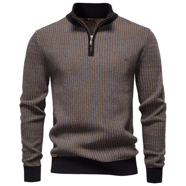 Nordmann 2025 Autumn Winter New European Size Cross-Border Thickened Men's Half-Zip Stand Collar Business Casual Sweater Men_viptrois.com