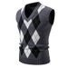 Argyle Knit Vest For Men – Slim Fit Sleeveless Sweater With V-Neck_viptrois.com
