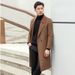 Men's Double-Faced Wool Overcoat – Mid-Length Cashmere Blend Trench Coat, Suit Collar Design (Stormy Blue/Oat/Lost Green/Black_viptrois.com