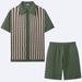 Men's Clothing Casual Cool Silk Knitted POLO Shirt Suit Short Sleeved Jacquard Two Piece Suit For Men SY0181_viptrois.com
