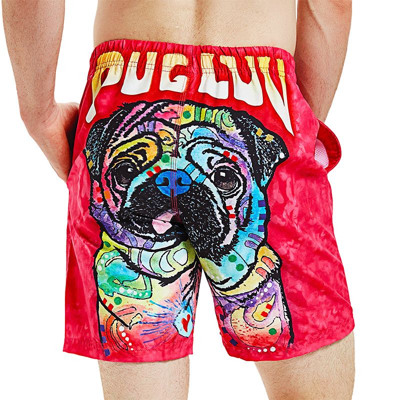 Men's Floral Trunks 3D Dog Print Beach Vacation Plus Size Couple's Swim Shorts For Women_viptrois.com