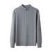 "Men's Dual-Zip High Neck Knit Sweater – Versatile Business Casual Pullover With Ribbed Hem (Charcoal/Black/Khaki, M-XXXL)"_viptrois.com