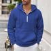 Men's Fleece Zip-Up Hoodie - Winter Warm Half-Zip Pullover With Stand Collar, Slim Fit Long Sleeve Sweatshirt For Casual & Streetwear_viptrois.com