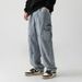 Men's Clothing Workwear Three Dimensional Pocket Design Jeans For Men Spring New Split Stitching Pleated Washed Japanese Straight Trousers_viptrois.com