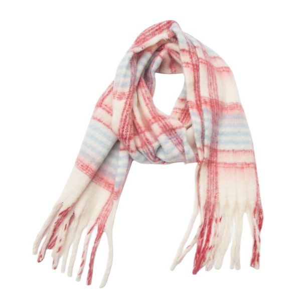 Unisex Looped yarn thickened plaid scarf shawl_viptrois.com