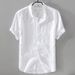 Men's Clothing Pure Linen Short Sleeved Shirt Men's Linen Material White Shirt Cotton Linen Men's Clothing Tops Men's Casual Summer Wear Short Sleeves_viptrois.com