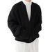 1 2025 Autumn Winter Knitted Cardigan Jacket Men's Korean Trendy Solid Color Round Neck Sweater Loose Casual Style_viptrois.com