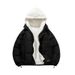 Men's Winter Fashion Hooded Fleece Lined Jacket, Casual Unisex Oversized Coat With Contrast Design, Warm Two-Tone Layered Look For Cold Weather_viptrois.com