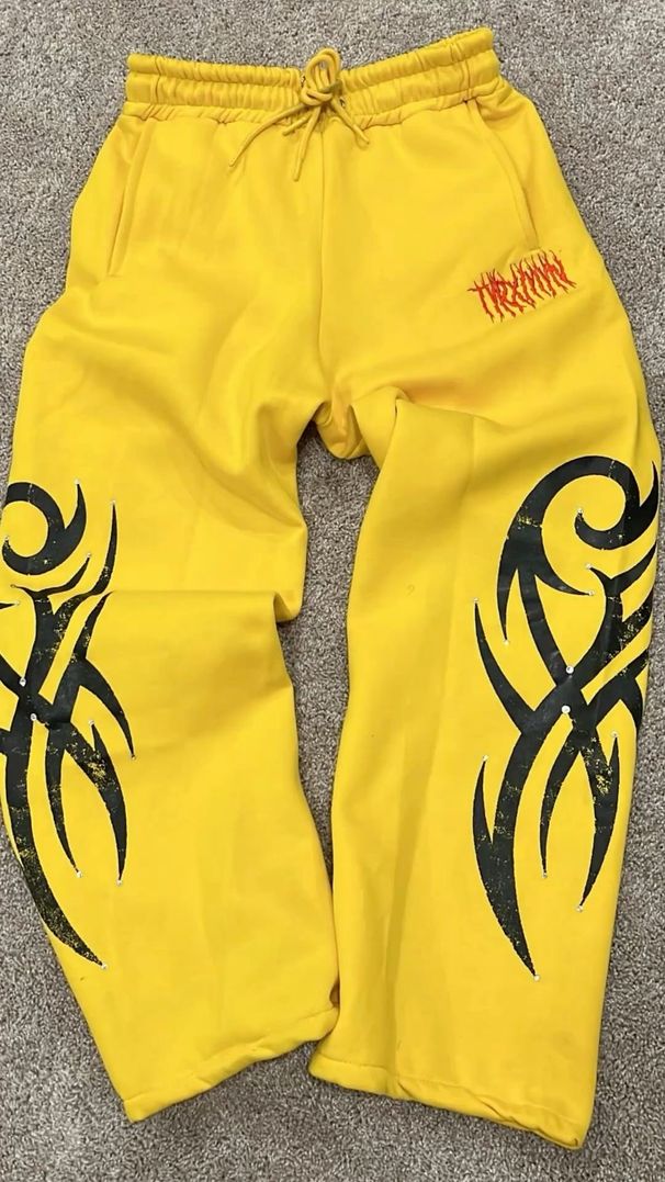 Men's Clothing Elastic Waist Wide Leg Sweatpants Men's Fashion Retro Hip Hop Rap Street Print Casual Trousers_viptrois.com