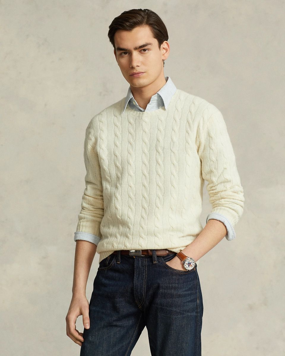 Men's Classic Cable Knit Sweater - Breathable Cotton Crewneck Pullover For Autumn & Winter (Multiple Colors & Sizes)_viptrois.com