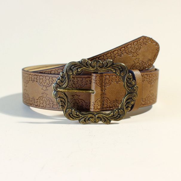 Y2K Vintage Boho Belt For Women - Distressed Leather Waist Strap With Ornate Buckle | 90s Grunge Aesthetic Belt For Jeans, Skirts & Dresses_viptrois.com