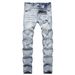 Ripped PU Jeans Casual Street Fashion Men's New Slim Fit Stretch Skinny Pants Men_viptrois.com