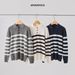 Nordmann APO Clothing|Cross-Border Men's Sweater High-End Loose Turn-Down Collar Color-Block Striped Polo Knit Long Sleeve Top_viptrois.com
