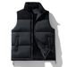 Men's Color-Block Sleeveless Vest, Thickened Warm Winter Waistcoat With Stand Collar & Double Breasted Design_viptrois.com