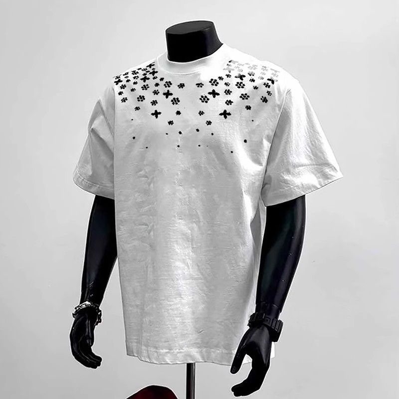 Men's Clothing Trendy Casual T Shirt Summer New Loose Cartoon Pure Cotton High Street Short Sleeved Tops_viptrois.com