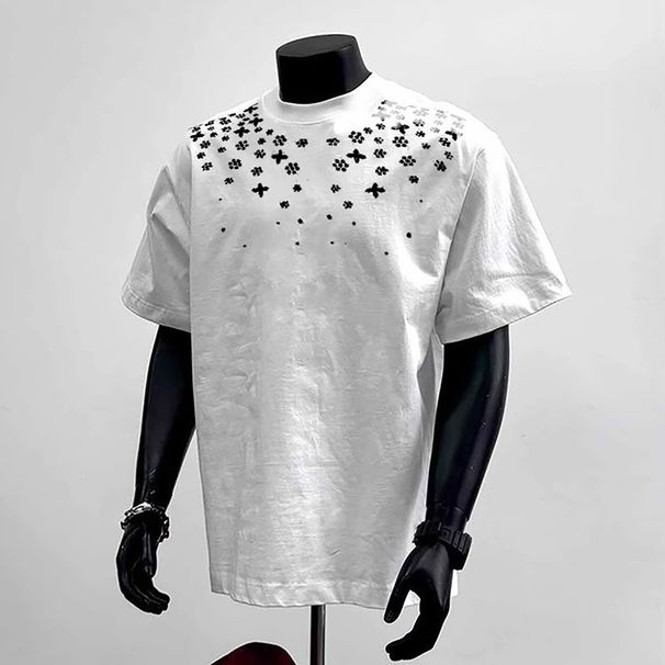 Men's Clothing Trendy Casual T Shirt Summer New Loose Cartoon Pure Cotton High Street Short Sleeved Tops_viptrois.com