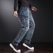 Heavy Industry Washed Overalls Men's Multi-pocket American Style Fattened Plus Size Straight Hip-hop Jeans Men's Cross-border Pants_viptrois.com