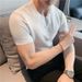 Summer New Men's Short Sleeve T-Shirt Ice Silk Thin Traceless Elastic Stripe Slim Sleeve Short Sleeve T-Shirt Men's Bottom Shirt_viptrois.com