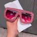 Large Frame Fashion Sunglasses Luxury Rhinestone Trendy Street Shooting Sunglasses Personality Party Decoration Glasses For Women_viptrois.com