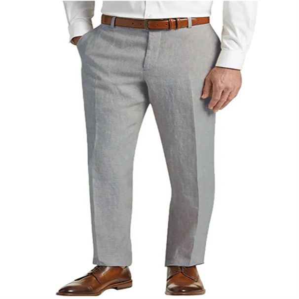 Men's Clothing Men's New Solid Color Linen Fashionable Urban Mid Waist Daily Outdoor Breathable Trousers_viptrois.com
