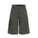 Men's Clothing Men's Summer Punk Distressed Raw Edge Large Pocket Wide Leg Shorts Solid Color Design_viptrois.com