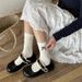 Songmu Light Retro Navy Blue "bow Knot Korean Socks Women's Mid Tube Socks Designer Pure Cotton Socks_viptrois.com