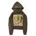 Men's Clothing European And American New High Street Trend Unisex Abstract Print Loose Casual Versatile Hooded Zipper Sweatshirt American Style_viptrois.com