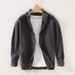 Pure L966 Autumn Winter Stand Collar Knitted Cardigan Korean Style Versatile Outerwear Sweater Top Jacket For Men One Piece_viptrois.com
