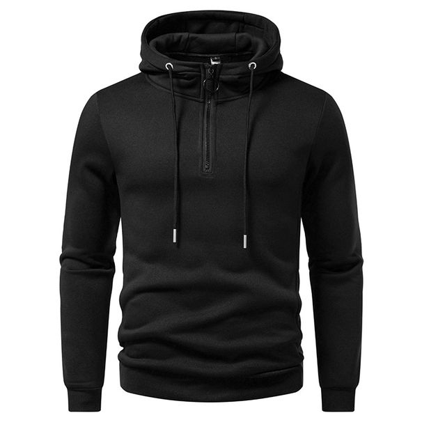 Men's Clothing Slim Fit Zip-Up Hoodie – Minimalist Polyester Pullover With Adjustable Hood & Patch Pockets (S-2XL) | Casual Streetwear_viptrois.com