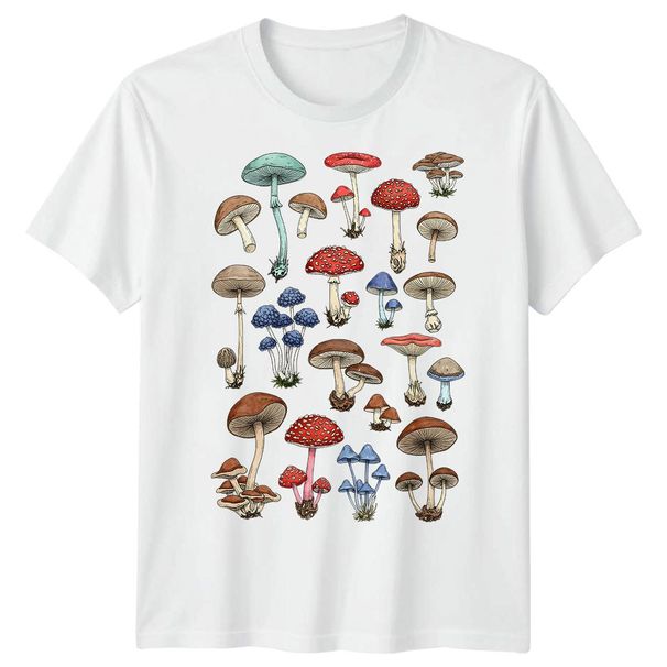 Mushrooms Fungi Nature Mycology Mens Womens Unisex T Shirt Mens Womens Tees Top Botanical Design_viptrois.com