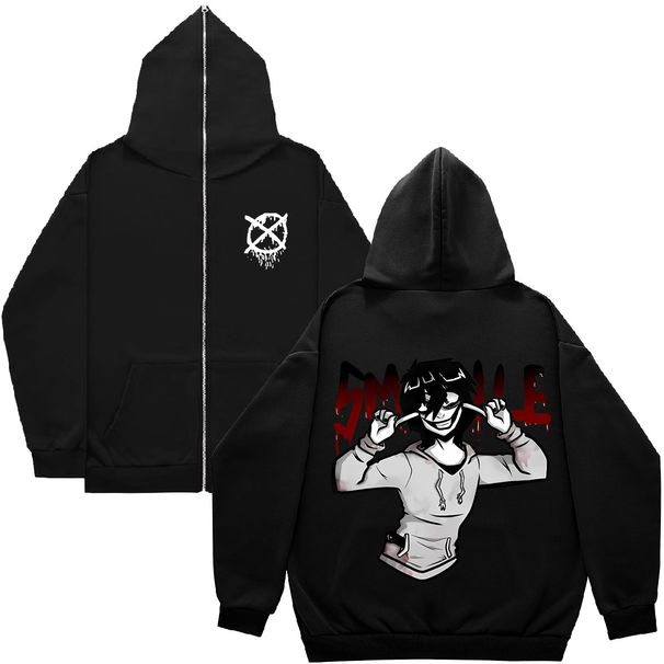Hoodie Sweatshirt Gothic High Street Full Zipper Oversized Unisex Streetwear Y2 Jacket_viptrois.com