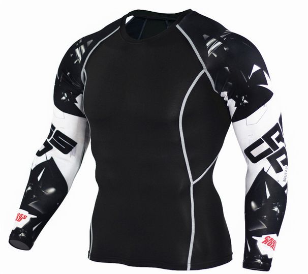 Men's Clothing sports tights, cool and fashionable, flower arm sports quick-drying fitness clothes, long sleeves, large size, breathable_viptrois.com