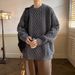 Pure Round Neck Winter Men Teenagers, Fleece-Lined And Thickened Knitwear, Stylish Cable Knit Loose-Fit Warm Sweater For_viptrois.com