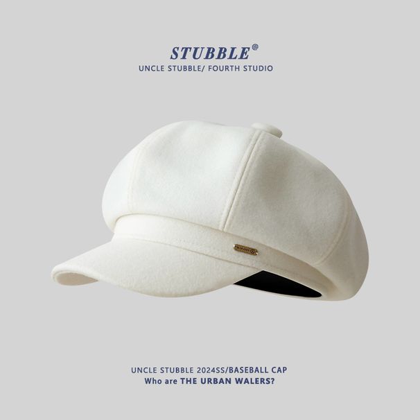 New Autumn And Winter Wool Octagonal Hat For Women Korean Style All Match Beret Suitable For Big Face To Show Small Face Big Hat Top Newsboy Hat_viptrois.com